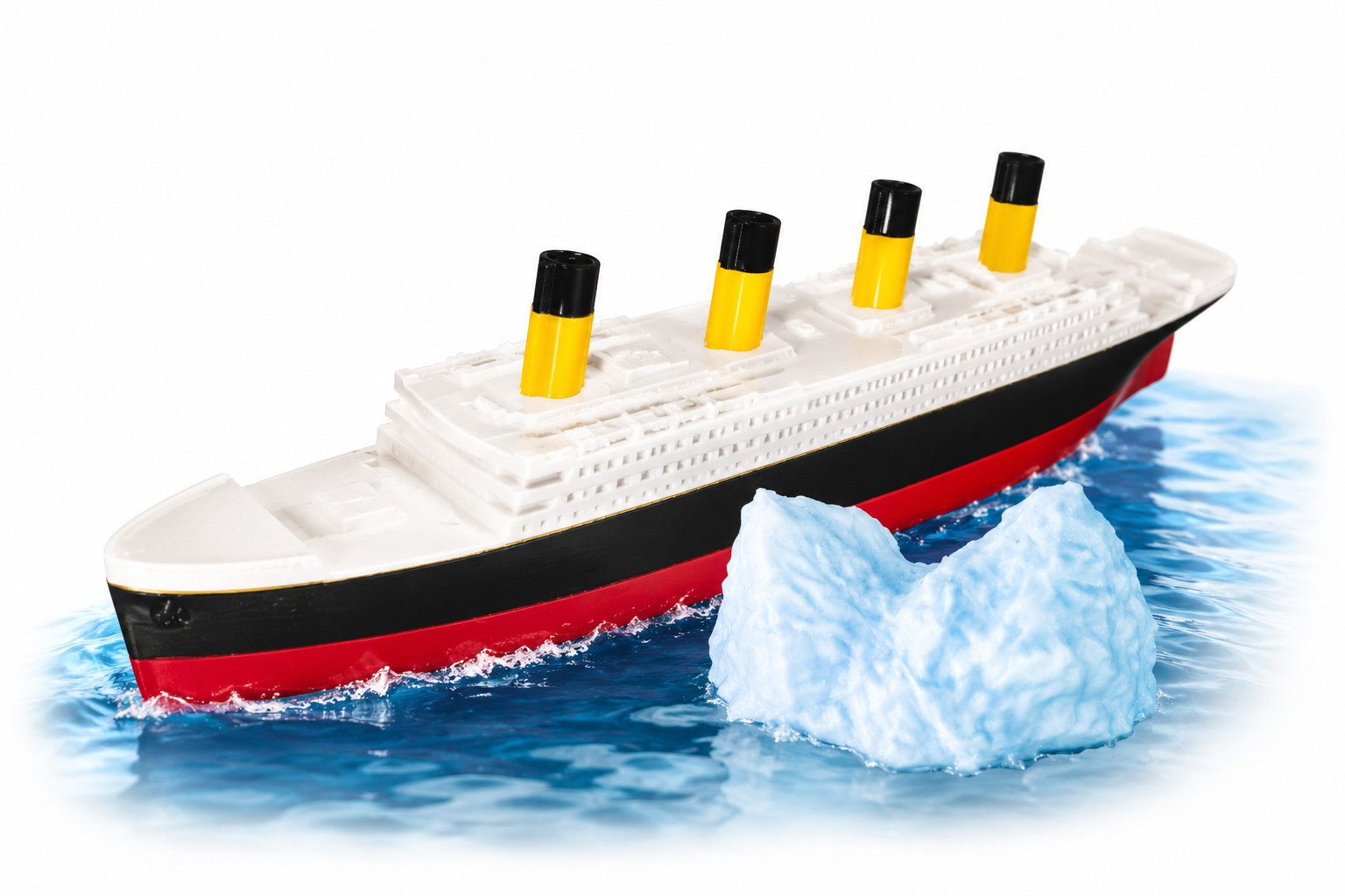 3D printed floating Titanic boat with iceberg